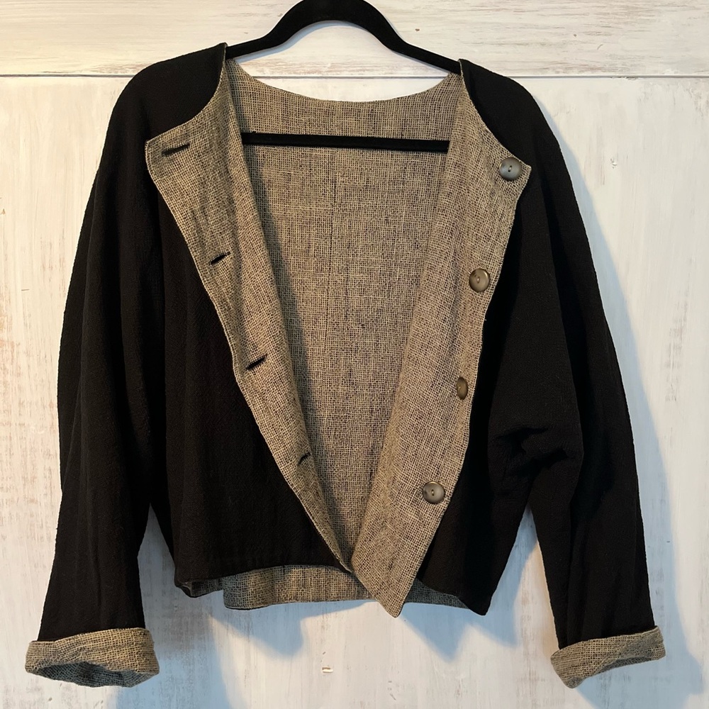Black & Tan Reversible Linen Jacket